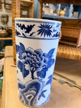 Blue and White Floral Porcelain Vase